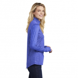 Sport-Tek LST855 Ladies Sport-Wick Stretch Reflective Heather 1/2-Zip Pullover - True Royal