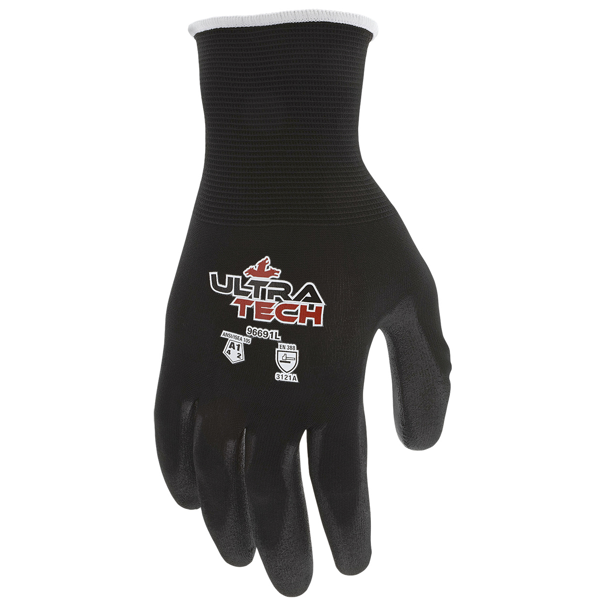 MCR Safety 96691 UltraTech ESD Work Gloves - 21 Gauge Nylon Shell - Polyurethane Palm Coating