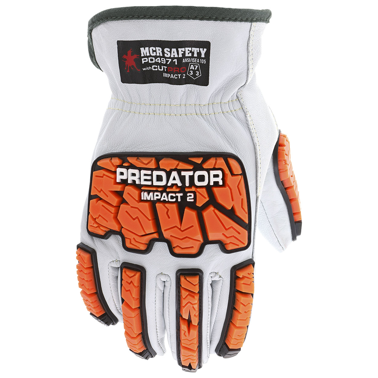 MCR Safety PD4971 Predators Mechanics Goatskin Leather Gloves - TPR Padded Back