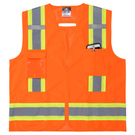 MCR Safety V2100 Type R Class 2 Luminator Two-Tone Mesh Back Safety Vest - Orange