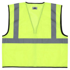 MCR Safety VCL2MLZ Economy Type R Class 2 Mesh Safety Vest with Zipper - Yellow/Lime