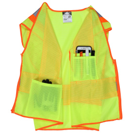 MCR Safety WCCL2L Type R Class 2 Two-Tone Mesh Safety Vest - Yellow/Lime