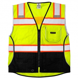 Kishigo 1515 Black Series Black Bottom Safety Vest - Yellow/Lime