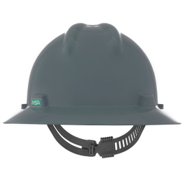 MSA 10058319 V-Gard Full Brim Hard Hat - 1-Touch Suspension - Navy Gray