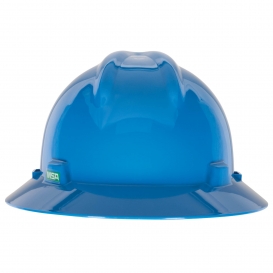 MSA 10058320 V-Gard Full Brim Hard Hat - 1-Touch Suspension - Blue
