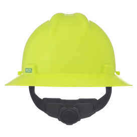 MSA 10061515 V-Gard Full Brim Hard Hat - Fas-Trac Suspension - Hi-Viz Yellow/Green