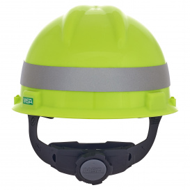 MSA 10102194 V-Gard Cap Style Hard Hat - Fas-Trac III Suspension - Hi-Viz Yellow/Green w/ Silver Stripe