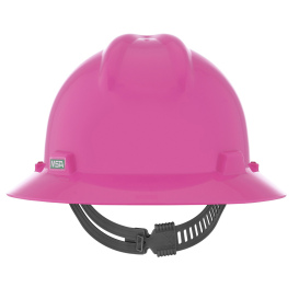 MSA 10160927 V-Gard Full Brim Hard Hat - Staz-On Suspension - Hot Pink