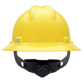 MSA 475366 V-Gard Full Brim Hard Hat - Fas-Trac Suspension - Yellow