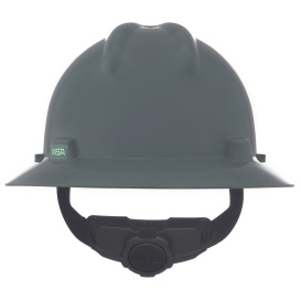 MSA 475367 V-Gard Full Brim Hard Hat - Fas-Trac Suspension - Gray