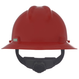 MSA 475371 V-Gard Full Brim Hard Hat - Fas-Trac Suspension - Red
