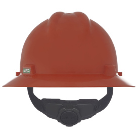 MSA 496075 V-Gard Full Brim Hard Hat - Fas-Trac Suspension - Orange