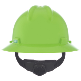 MSA 815570 V-Gard Full Brim Hard Hat - Fas-Trac Suspension - Bright Lime Green
