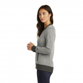 New Era LNEA503 Ladies French Terry Baseball Full-Zip - Light Graphite Twist/Graphite