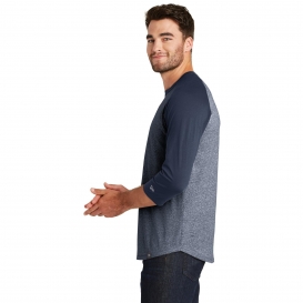 New Era NEA104 Heritage Blend 3/4-Sleeve Baseball Raglan Tee - True Navy/True Navy Twist