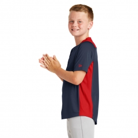 New Era YNEA221 Youth Diamond Era 2-Button Jersey - True Navy/Scarlet