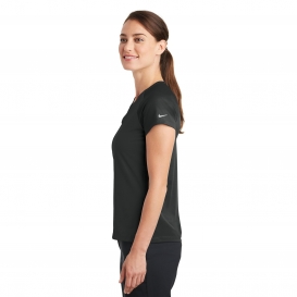 Nike 838960 Ladies Dri-FIT Stretch Woven V-Neck Top - Black/Black