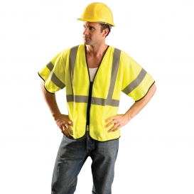 OccuNomix ECO-GCZ3 Type R Class 3 Value Mesh Safety Vest with Zipper - Yellow/Lime
