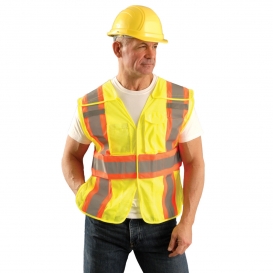 OccuNomix LUX-SC2TB Type R Class 2 Expandable Breakaway Mesh Safety Vest - Yellow/Lime