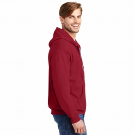 Hanes P180 EcoSmart Full-Zip Hooded Sweatshirt - Deep Red