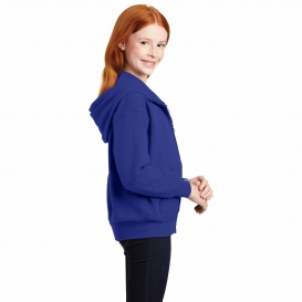 Hanes P480 Youth EcoSmart Full-Zip Hooded Sweatshirt - Deep Royal