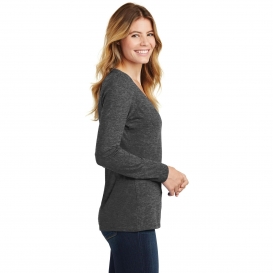 Port & Company LPC450VLS Ladies Long Sleeve Fan Favorite V-Neck Tee - Dark Heather Grey