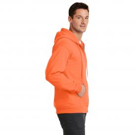 Port & Company PC78ZH Core Fleece Full-Zip Hooded Sweatshirt - Neon Orange