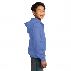 Port & Company PC78YZH Youth Core Fleece Full-Zip Hooded Sweatshirt - Carolina Blue