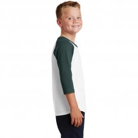 Port & Company PC55YRS 3/4-Sleeve Raglan T-Shirt - White/Dark Green