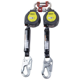 Miller TurboLite + Twin Personal Fall Limiter - G2 Twin Connector - Steel Locking Snap Hook - 6'