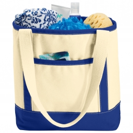 Port Authority BG412 Medium Cotton Canvas Boat Tote - Natural/True Royal
