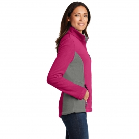 Port Authority L216 Ladies Colorblock Value Fleece Jacket - Pink Azalea/Deep Smoke