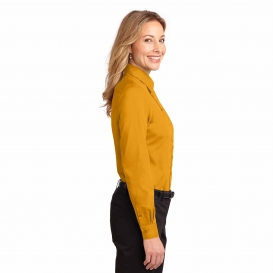 Port Authority L608 Ladies Long Sleeve Easy Care Shirt - Athletic Gold/Light Stone