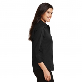 Port Authority L612 Ladies 3/4-Sleeve Easy Care Shirt - Black | Full Source