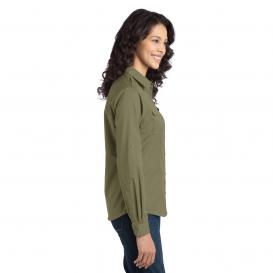 Port Authority L649 Ladies Stain-Resistant Roll Sleeve Twill Shirt - Vintage Khaki