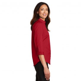Port Authority L665 Ladies 3/4 Sleeve SuperPro Twill Shirt - Rich Red
