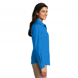 Port Authority LW100 Ladies Long Sleeve Carefree Poplin Shirt - Coastal Blue