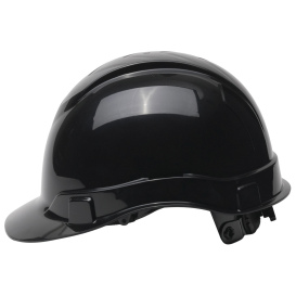 Pyramex HP44111 Ridgeline Cap Style Hard Hat - 4-Point Ratchet Suspension - Black