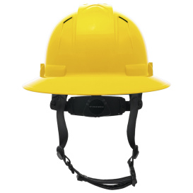 Pyramex HPT256130V Ridgeline T2 Vented Full Brim Hard Hat - 6-Point Ratchet Suspension - Yellow