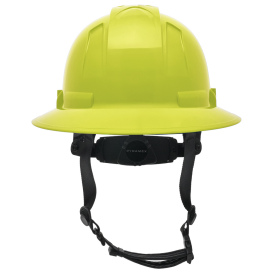 Pyramex HPT256131 Ridgeline T2 Full Brim Hard Hat - 6-Point Ratchet Suspension - Hi-Vis Lime
