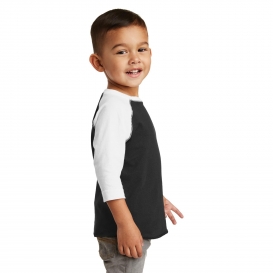 Rabbit Skins RS3330 Toddler Baseball Fine Jersey Tee - Black/White