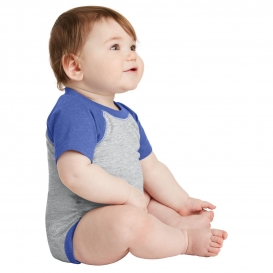 Rabbit Skins RS4430 Infant Baseball Fine Jersey Bodysuit - Vintage Heather/Vintage Royal