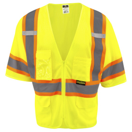 Radians SV232-3ZGM Type R Class 3 Dual Side Zipper Two-Tone Safety Vest - Yellow/Lime