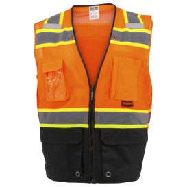 Radians SV51B-2Z Type R Class 2 Black Bottom Two-Tone Surveyor Safety Vest - Orange