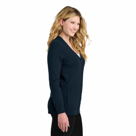 Port Authority LSW4150 Ladies Easy Care Button-Up Cardigan Sweater - River Blue Navy