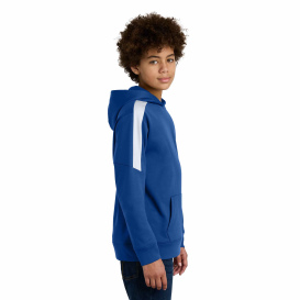 Sport-Tek YST255 Youth Sport-Wick Fleece United Pullover Hoodie - True Royal/White