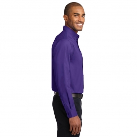 Port Authority S608ES Extended Size Long Sleeve Easy Care Shirt - Purple/Light Stone