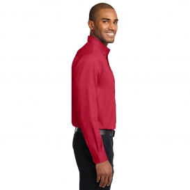 Port Authority S608ES Extended Size Long Sleeve Easy Care Shirt - Red/Light Stone