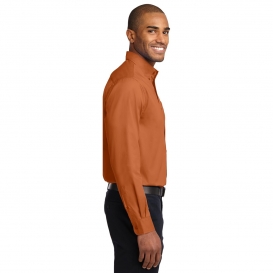 Port Authority S608ES Extended Size Long Sleeve Easy Care Shirt - Texas Orange/Light Stone