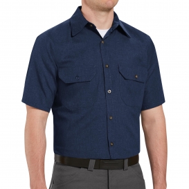Red Kap SH20 Men\'s Heathered Poplin Uniform Shirt - Short Sleeve - Navy